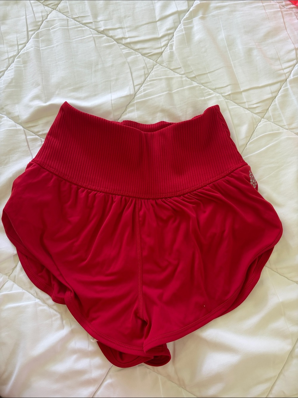 FP Movement by Free People Ribbed Waist Athletic Shorts - Red